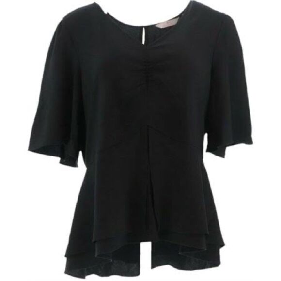 Laurie Felt Scooped V-Neck Peplum Blouse - Picture 2 of 5